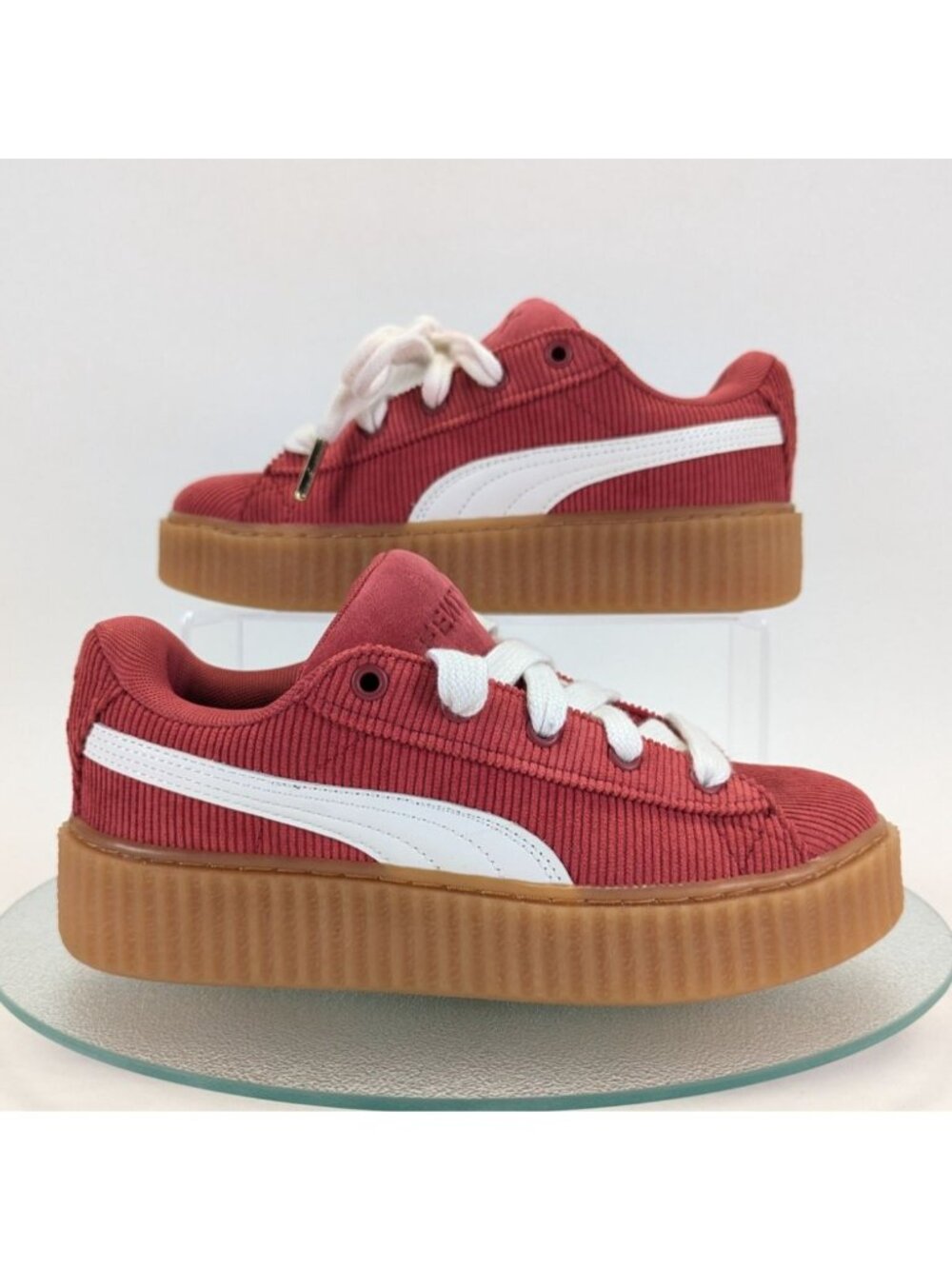 Puma x Rihanna Fenty Creeper Phatty Womens Size 6 Red Corduroy Platform Shoes - Picture 2 of 10